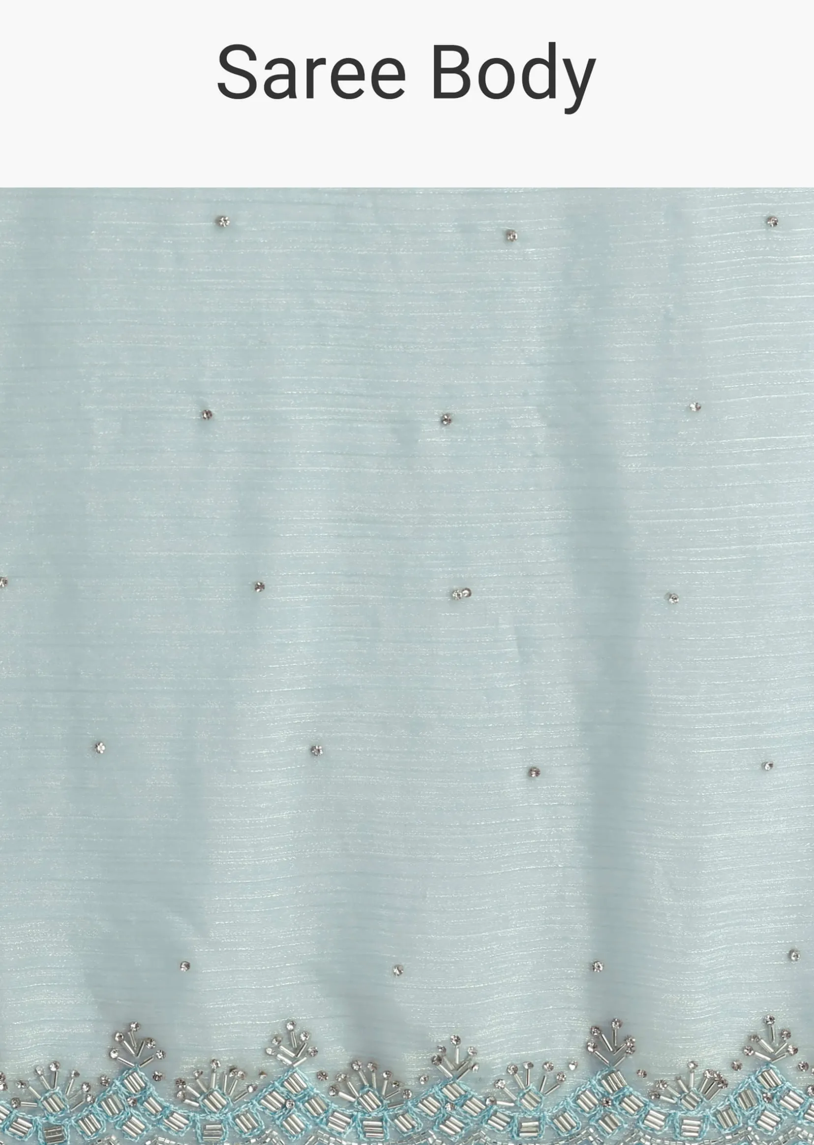 Sky Blue Saree With Cutdana Border And Unstitched Blouse