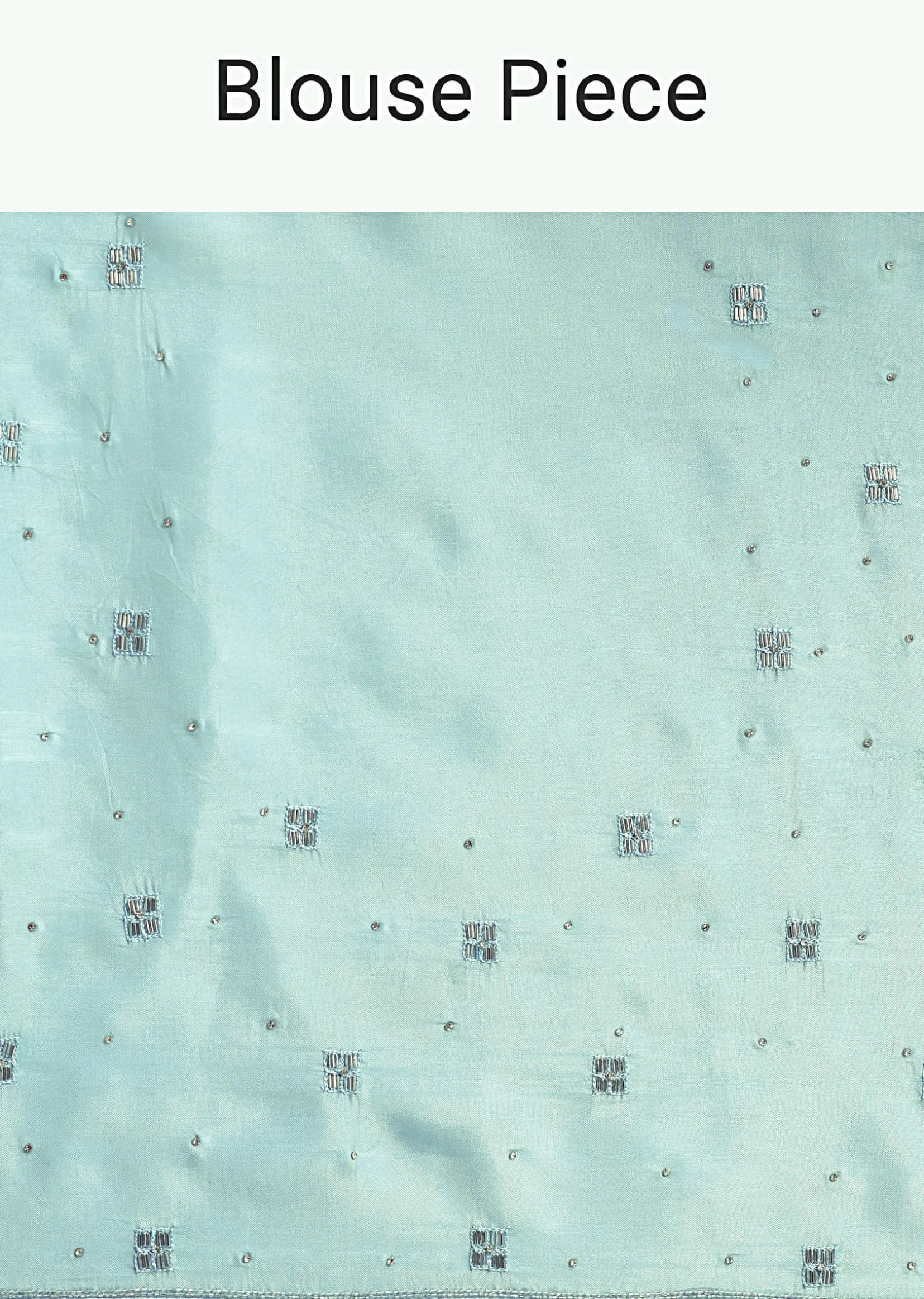 Sky Blue Saree With Cutdana Border And Unstitched Blouse