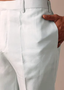 Sky Blue Silk Sherwani With Exquisite All-Over Embroidery