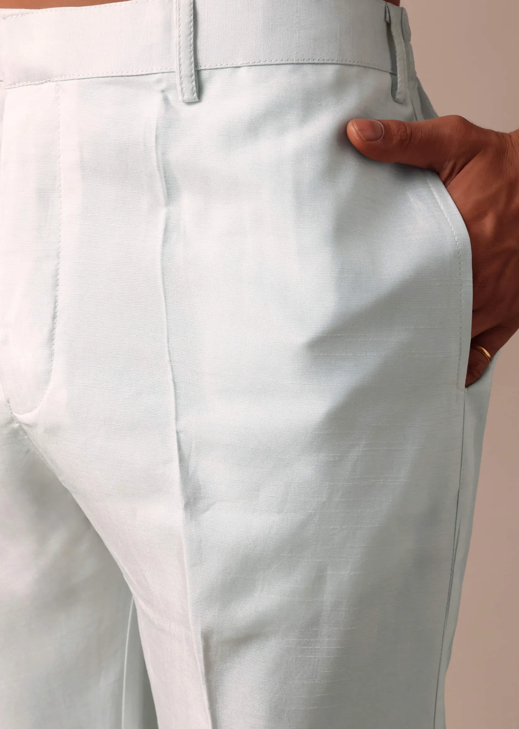 Sky Blue Silk Sherwani With Exquisite All-Over Embroidery