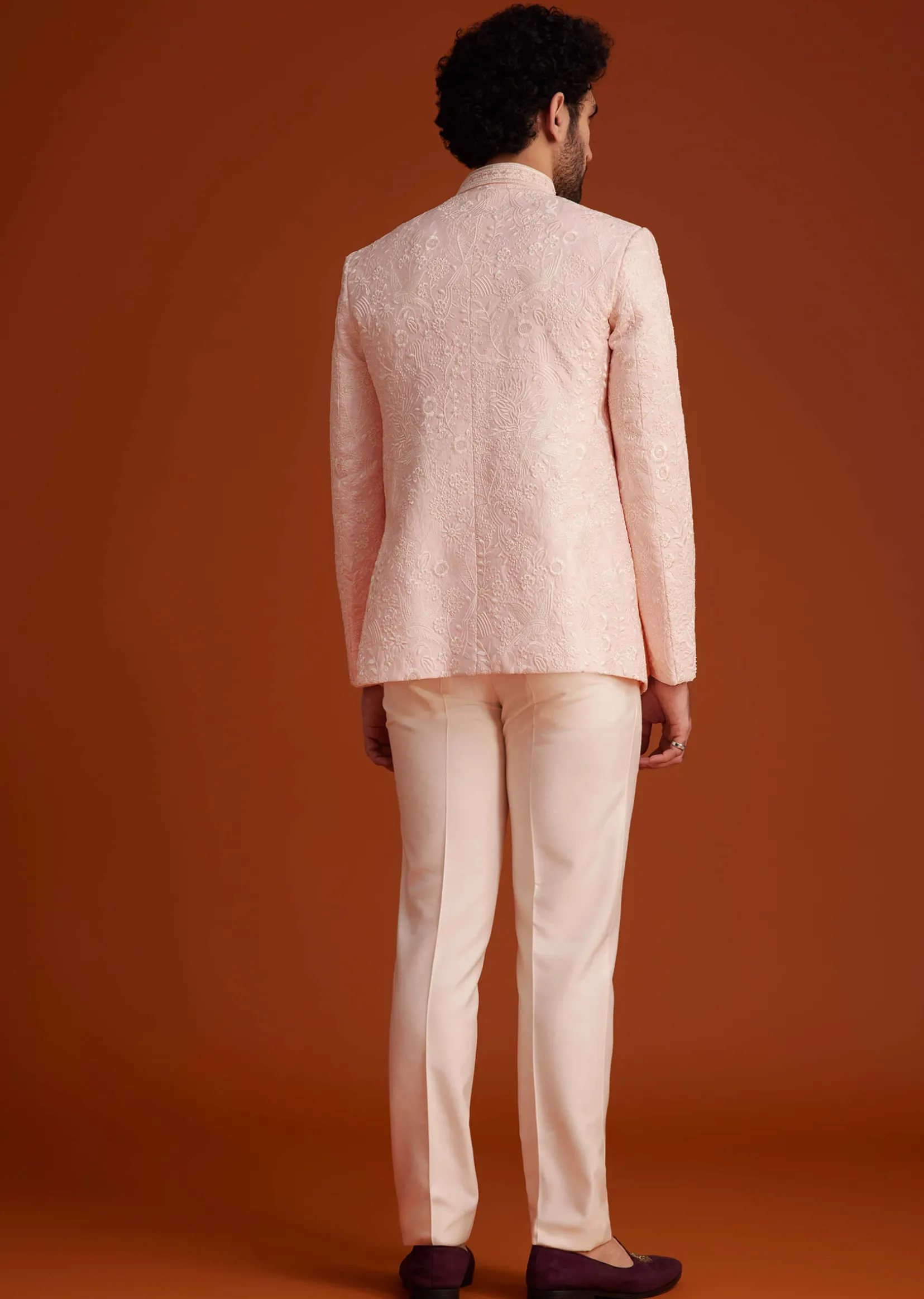 Soft Pink Embroidered Jodhpuri Suit
