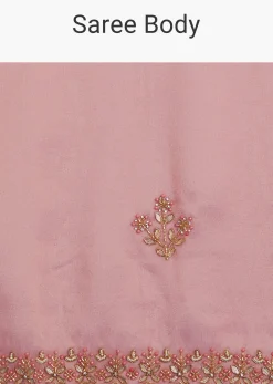 Soft Pink Organza Tissue Saree With Scallop Beaded Finish