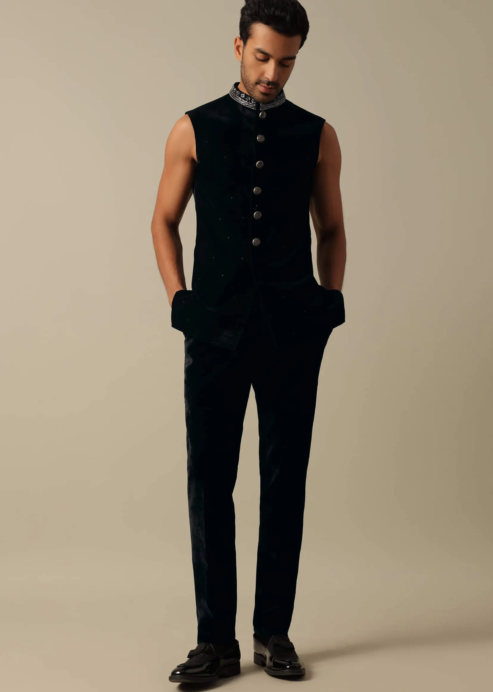 Stylish Black Indowestern Set For Men