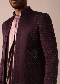 Stylish Purple Indowestern For Men