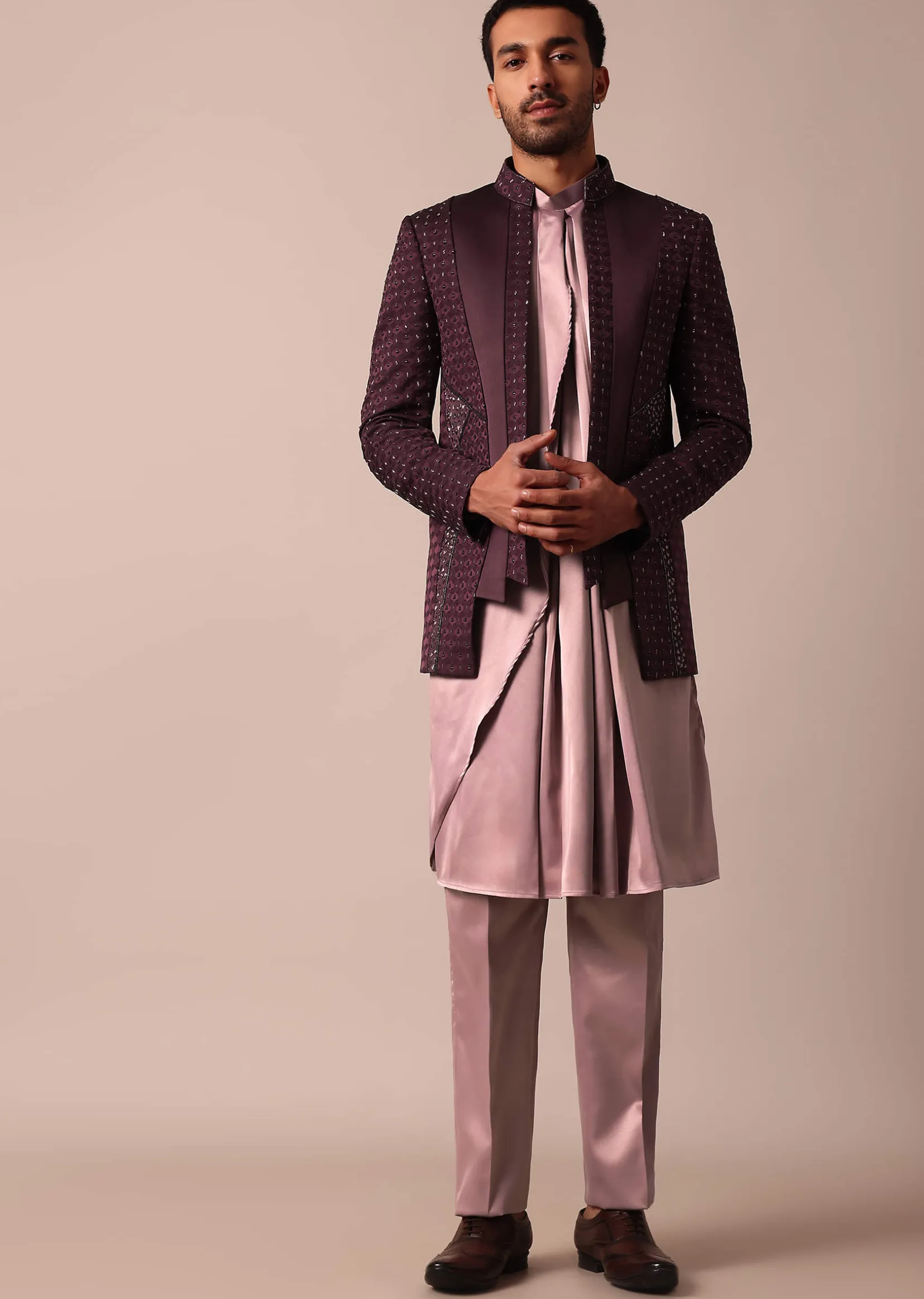 Stylish Purple Indowestern For Men