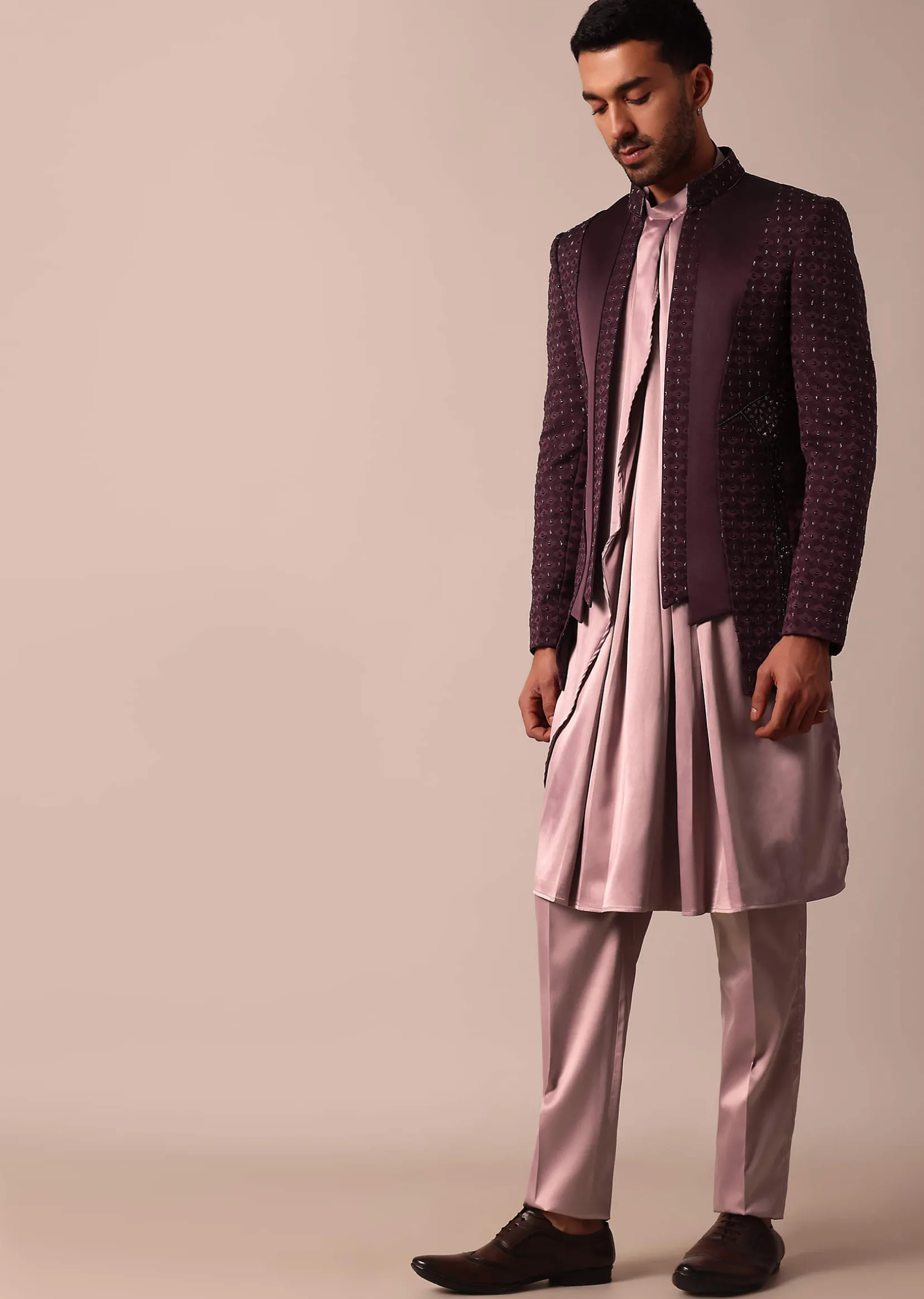 Stylish Purple Indowestern For Men