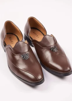 Tan Brown Glossy Juttis For Men