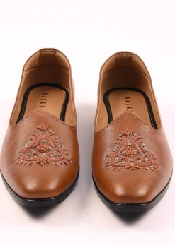 Tan Brown Jutti With Handwork