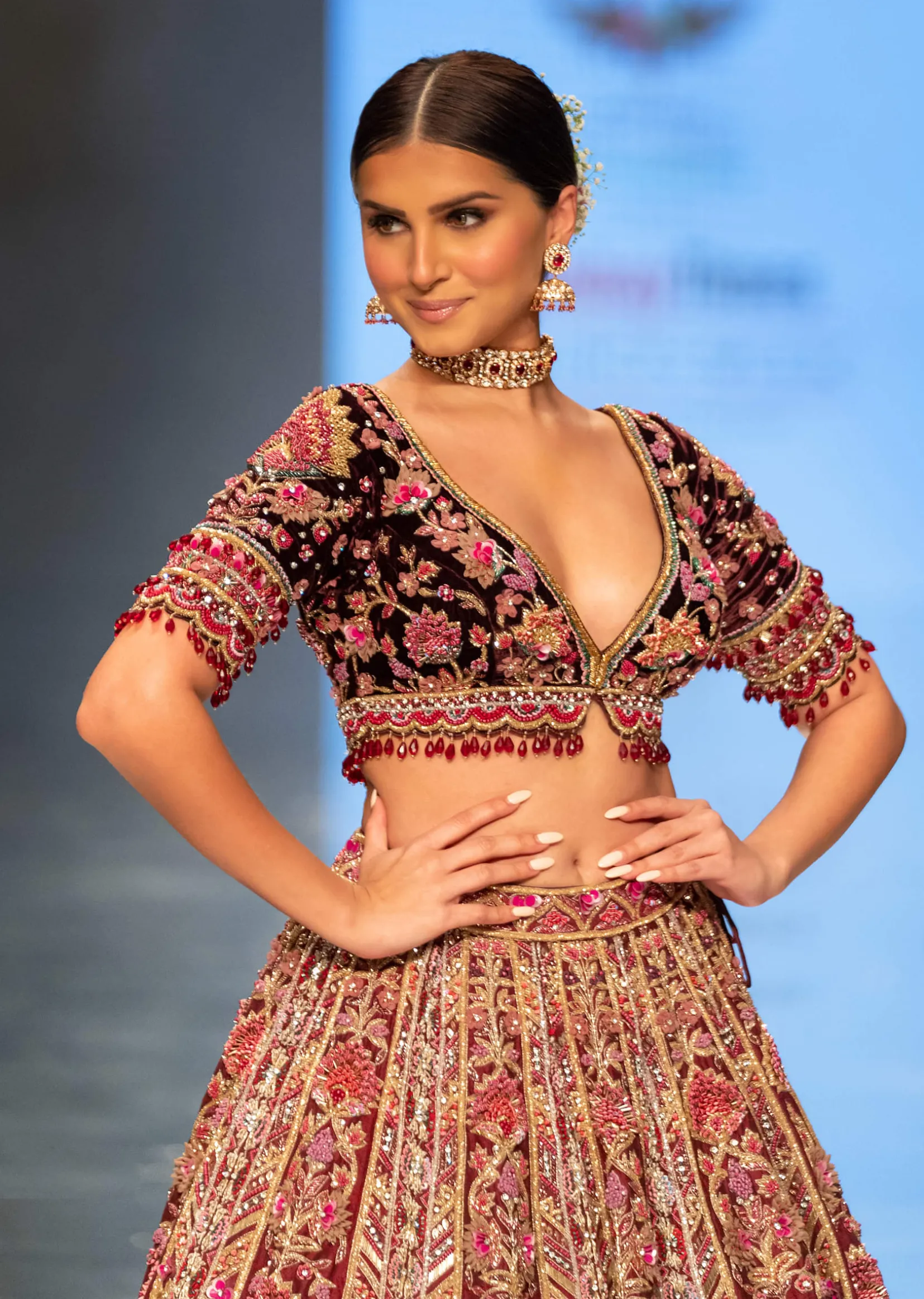 Tara Sutaria Blood Red Florid Lehenga Set - Noor 2022 Highlights Kalki Bridal Couture