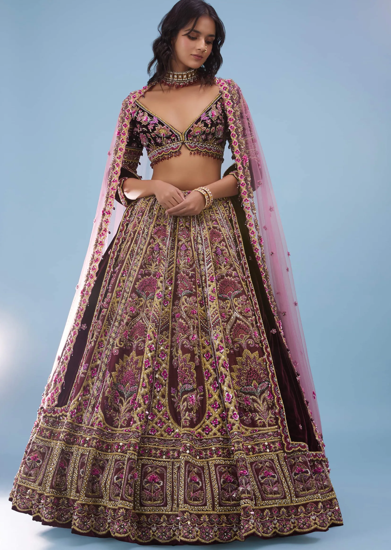 Tara Sutaria Blood Red Florid Lehenga Set - Noor 2022 Highlights Kalki Bridal Couture