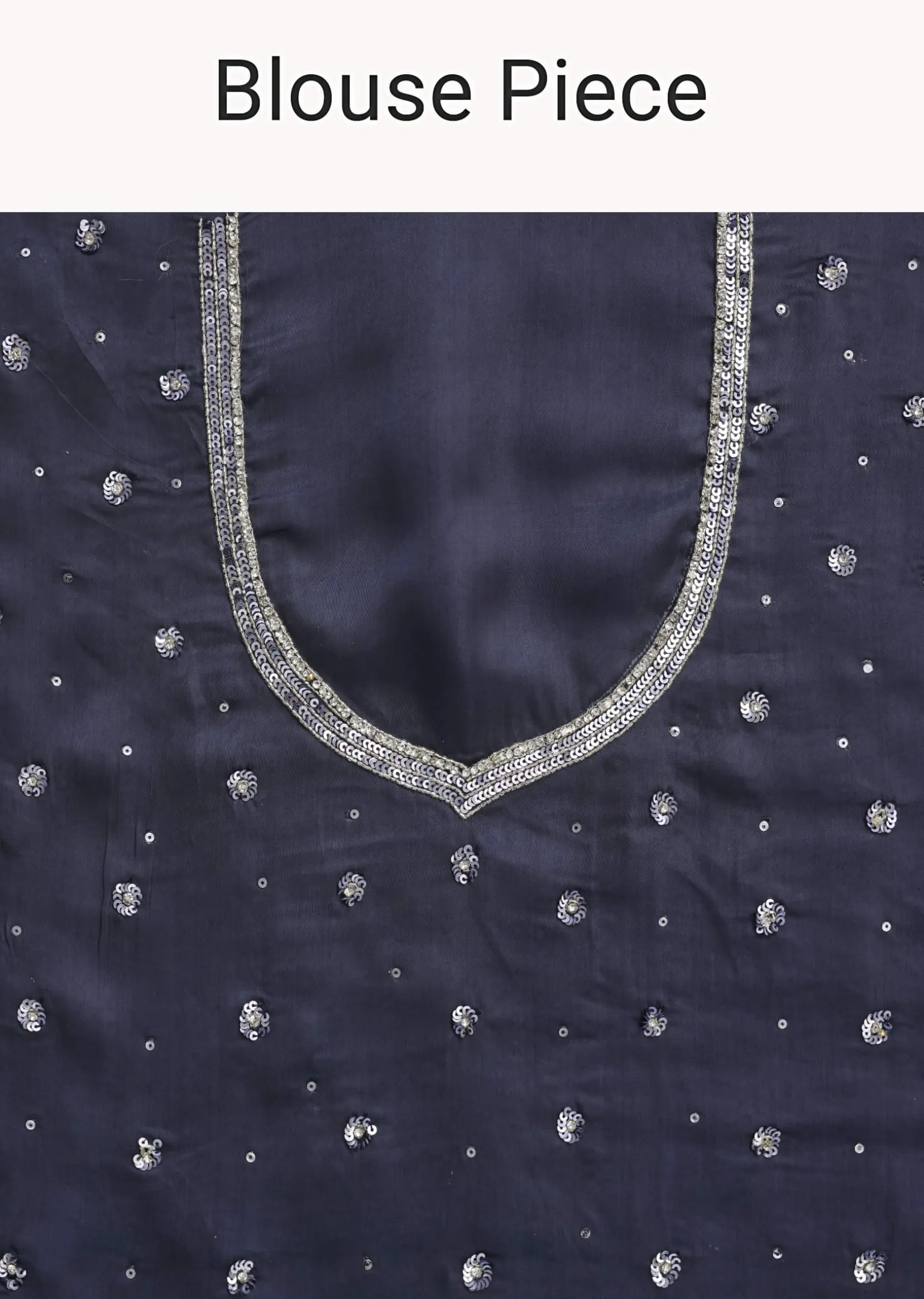 Teal Blue Sequins Saree With Scallop Embroidery Border
