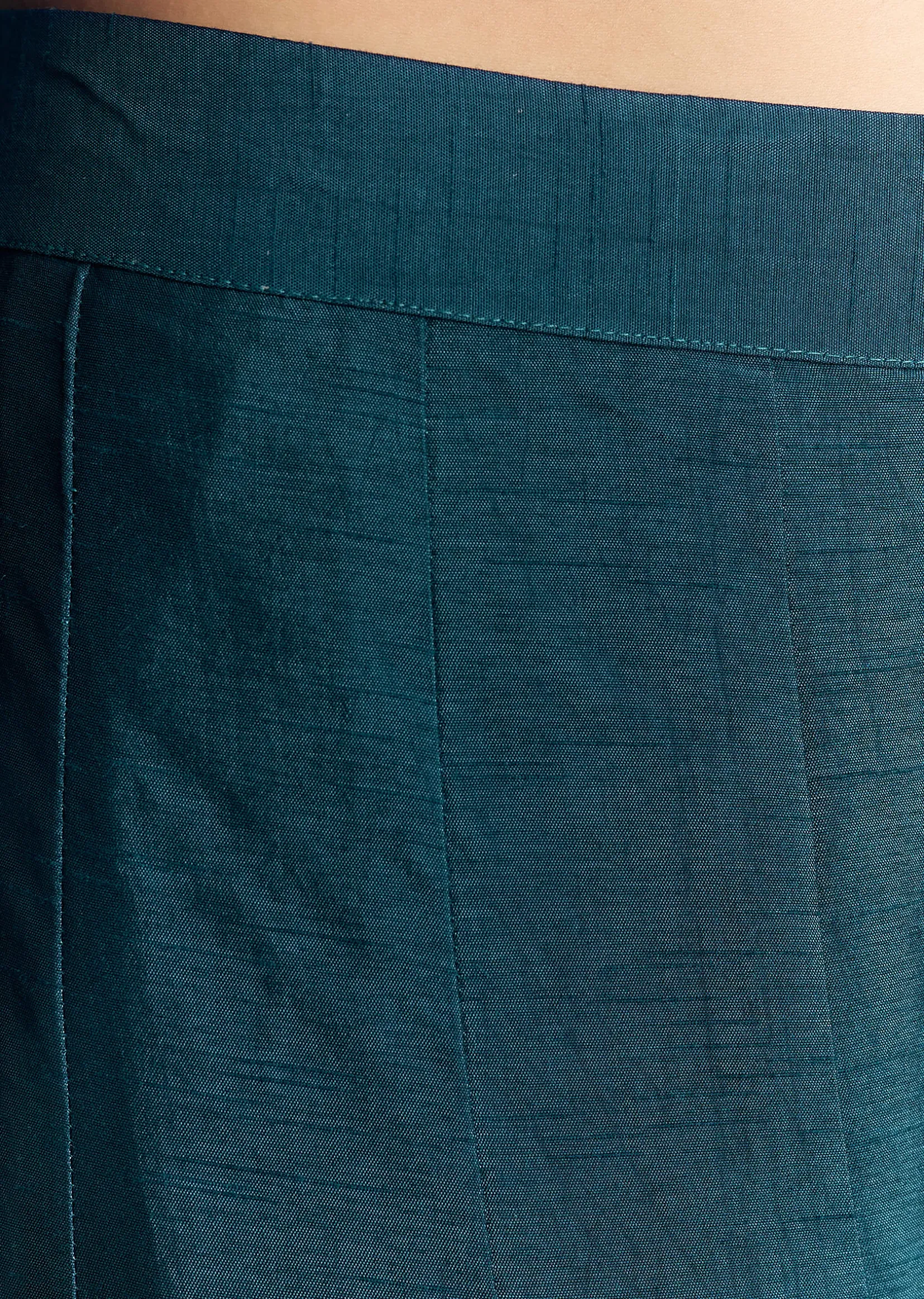 Teal Blue Silk Palazzo Suit With Moti Accents