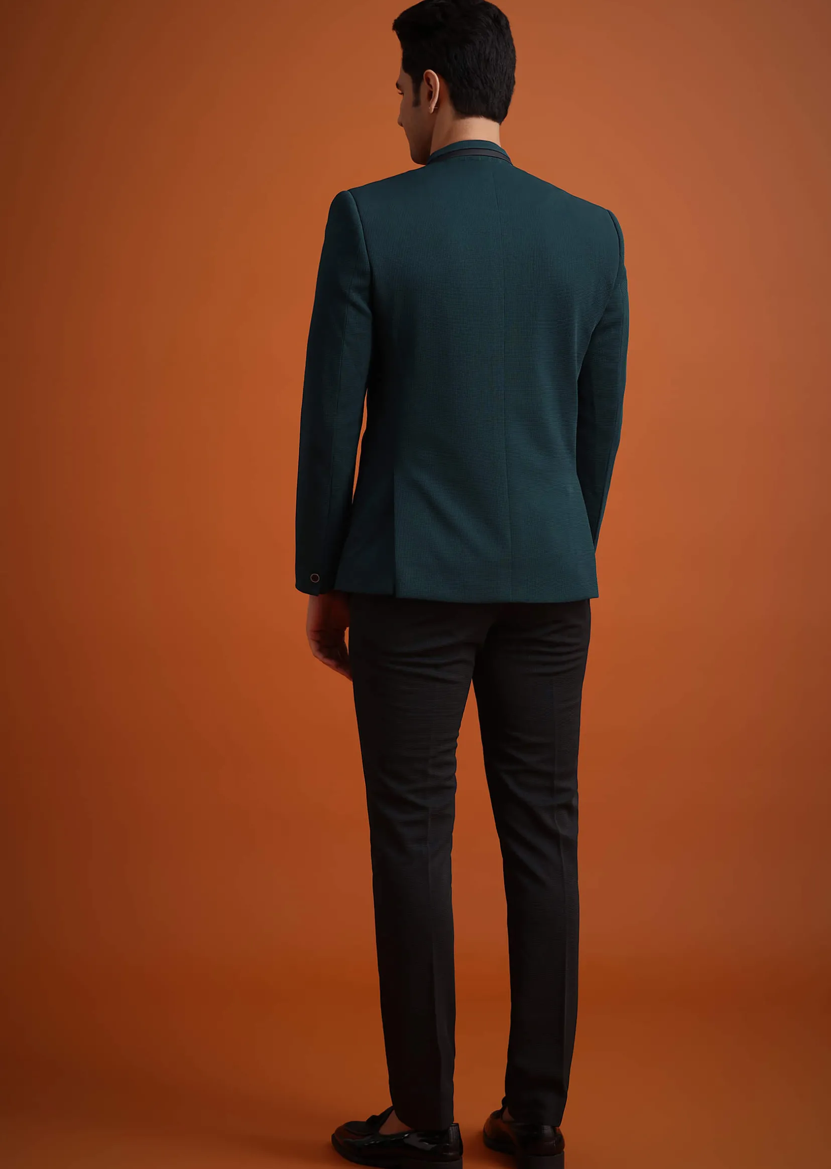 Teal Tuxedo And Trouser Set