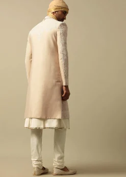 Timeless Beige Banarasi Silk Sherwani