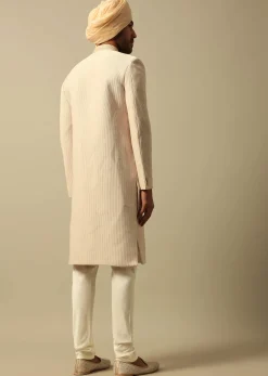 Timeless Beige Cotton Silk Sherwani Set