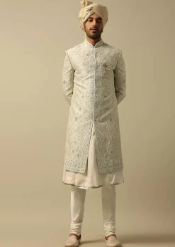 Timeless Green Raw Silk Sherwani