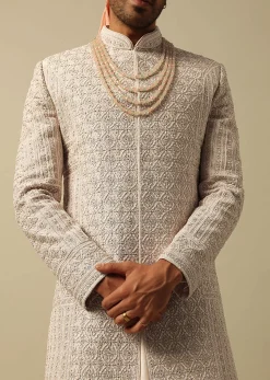 Timeless Peach Raw Silk Sherwani