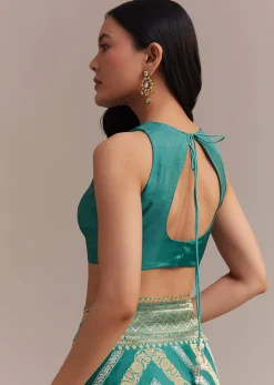 Turquoise Green Dola Silk Saree With Zari Weaving