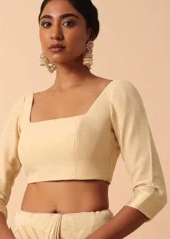 White Banarasi Khaddi Saree With Unstitched Blouse Fabric
