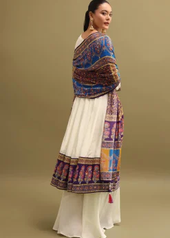 White Embroidered Crepe Kurta Suit Set