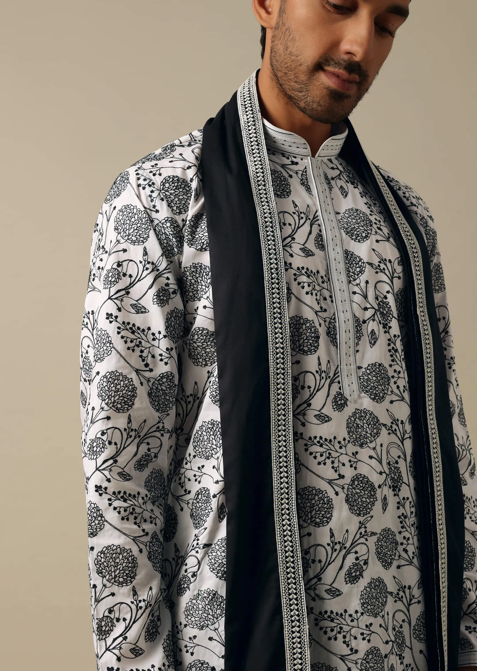 White Embroidered Kurta Set With Dupatta