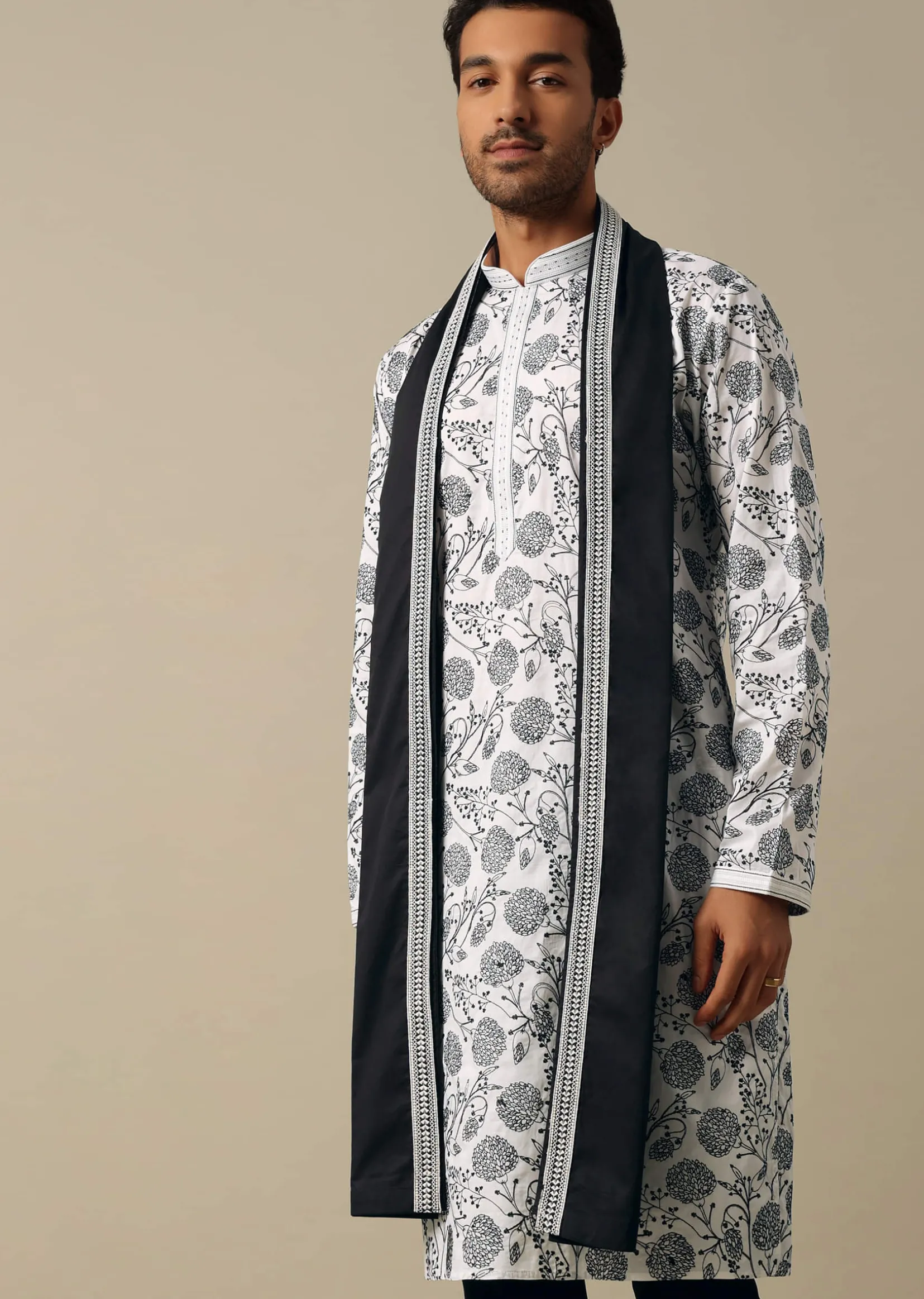 White Embroidered Kurta Set With Dupatta