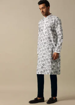 White Embroidered Kurta Set With Dupatta