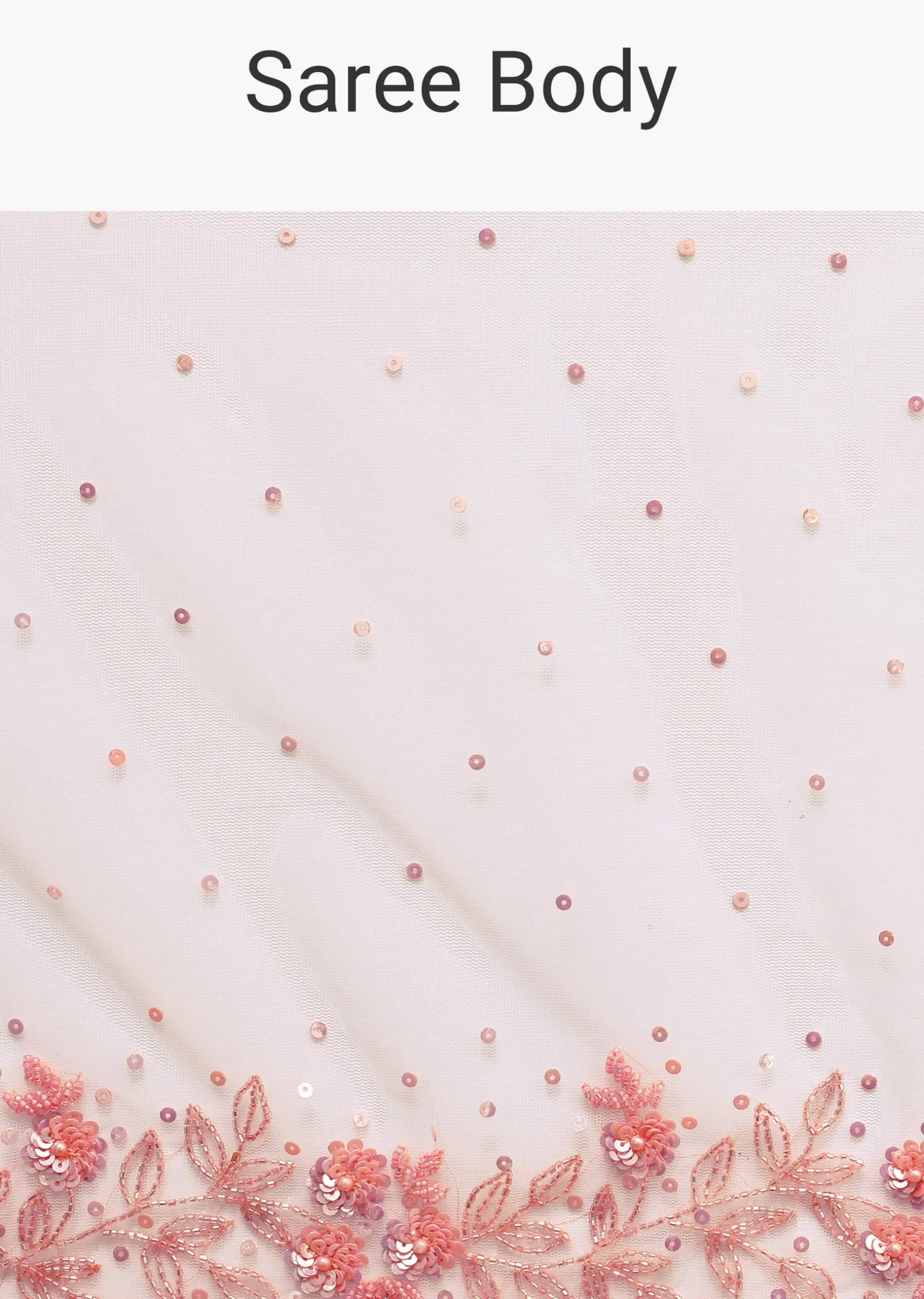 White Embroidered Net Saree In Sequin With Unstitched Blouse