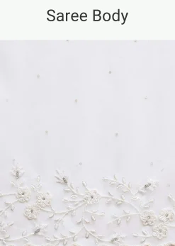 White Embroidered Organza Saree