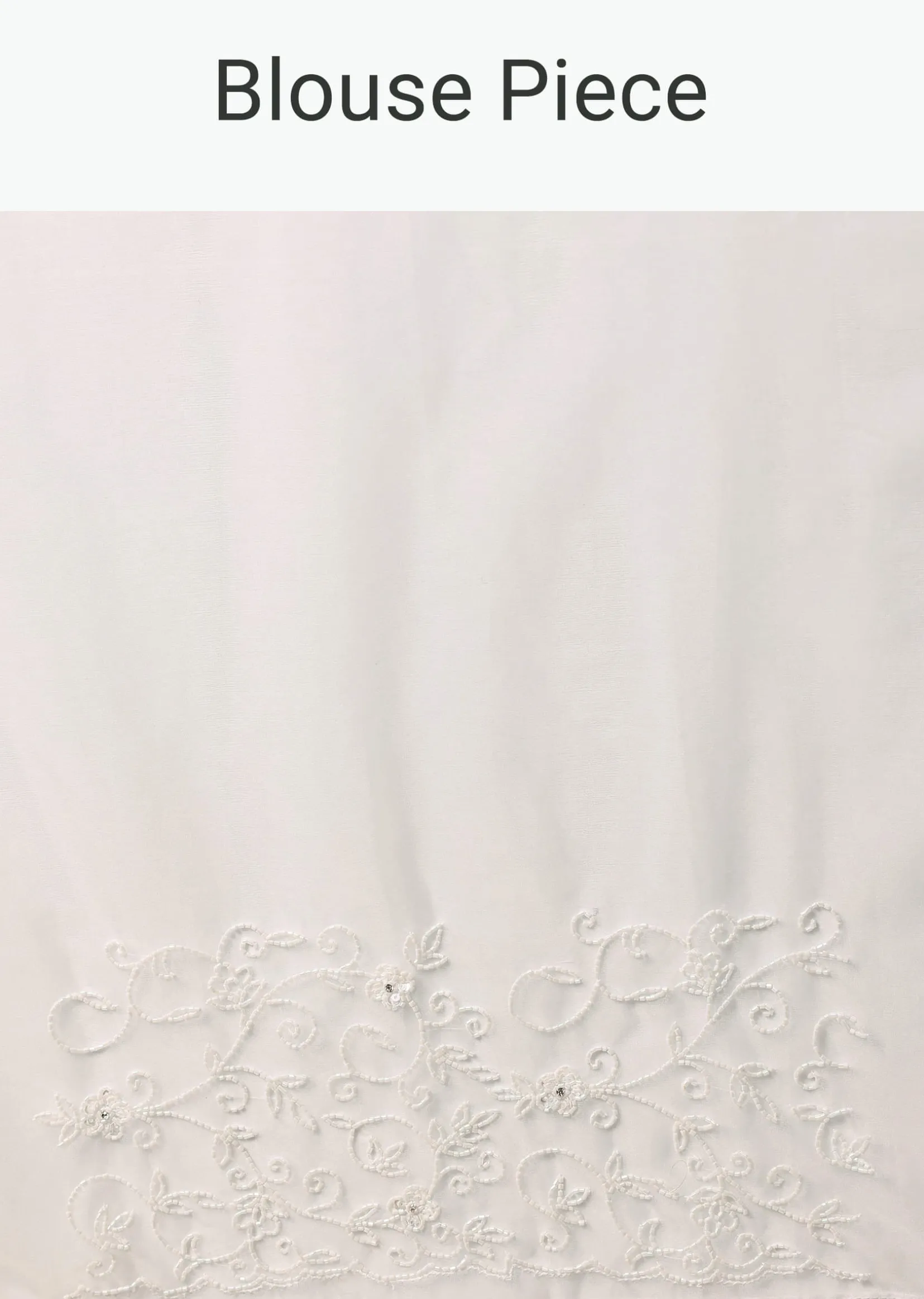 White Embroidered Organza Saree With Unstitched Blouse
