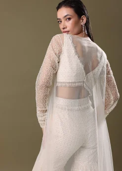 White Embroidered Sharara And Jacket