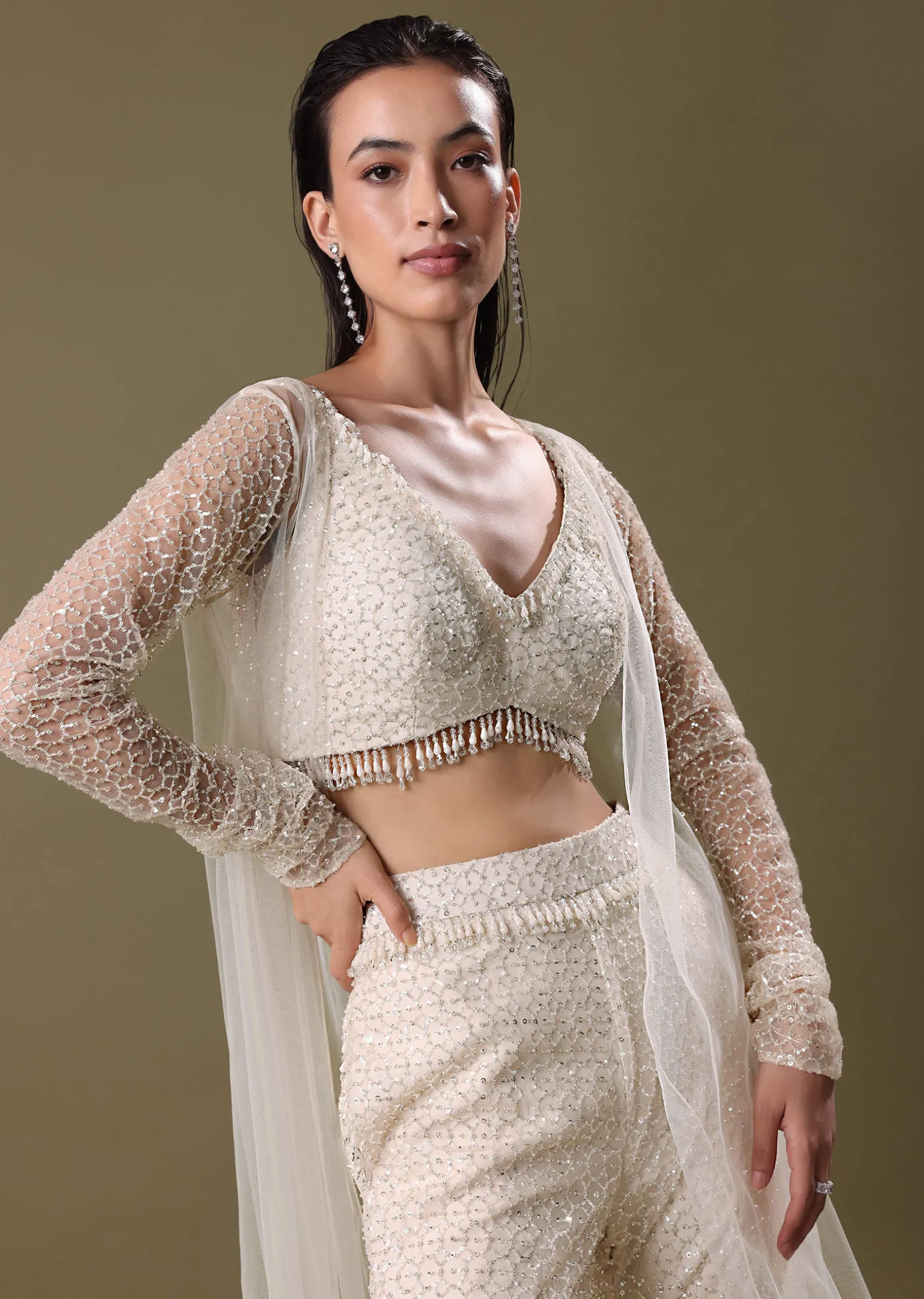 White Embroidered Sharara And Jacket