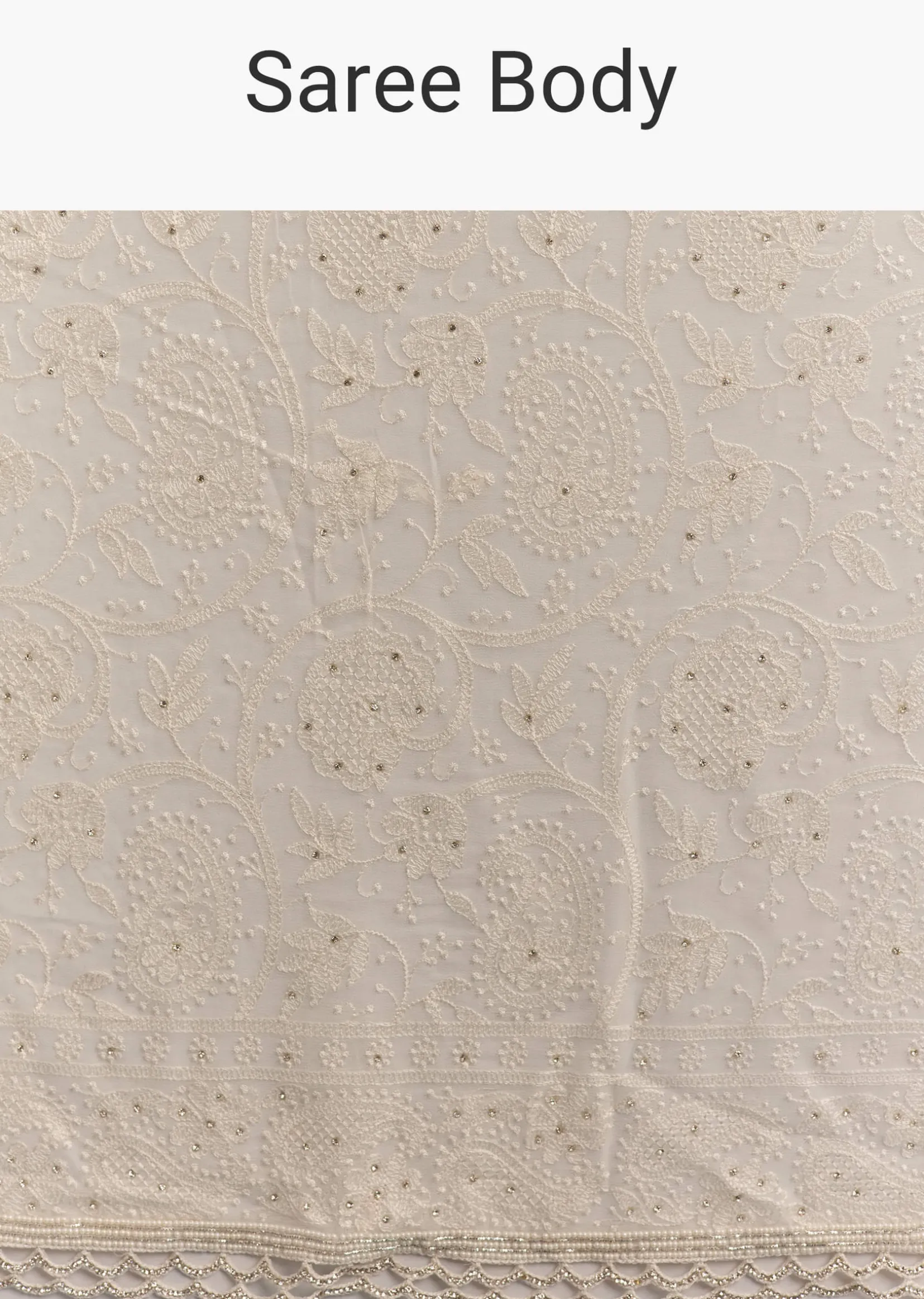 White Georgette Chikankari Embroidered Saree
