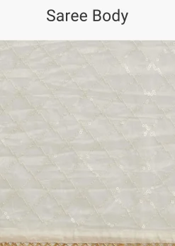 White Glass Tissue Embroidered Saree With Contrast Blouse