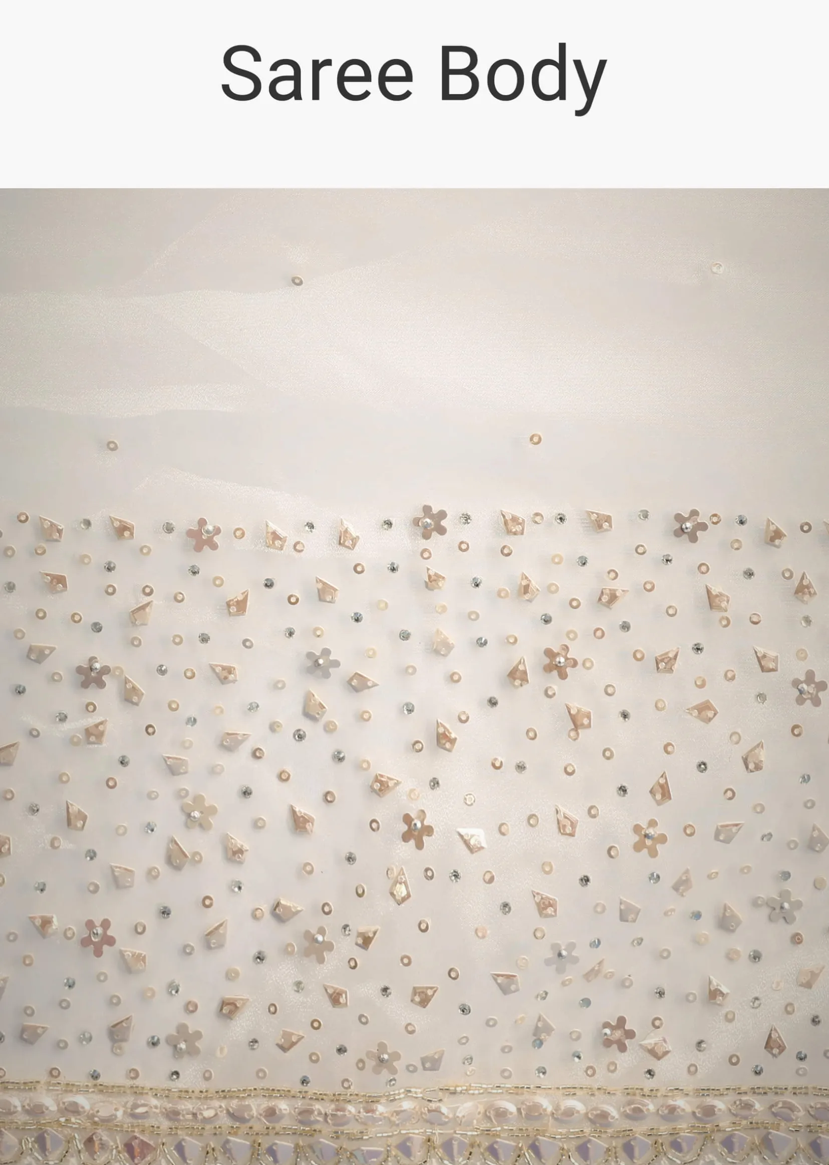 White Glass Tissue Saree With Sequin Embellishments