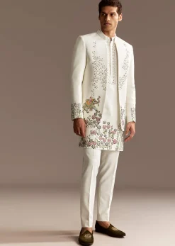 White Jodhpuri Kurta Set With Jacket