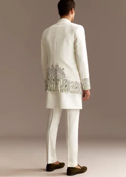 White Jodhpuri Kurta Set With Jacket
