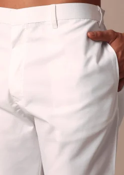 White Linen Kurta With Thread Detail Yoke