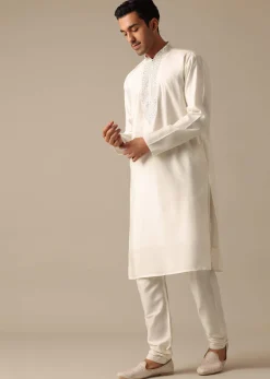 White Mirror Embellished Sherwani Set