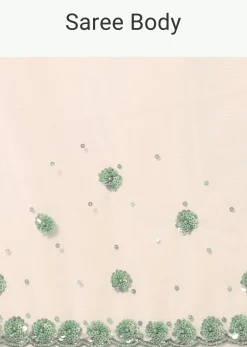 White Net Cutdana And Sequin Embroidered Saree