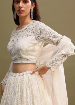White Net Lehenga Choli In Sequin Work