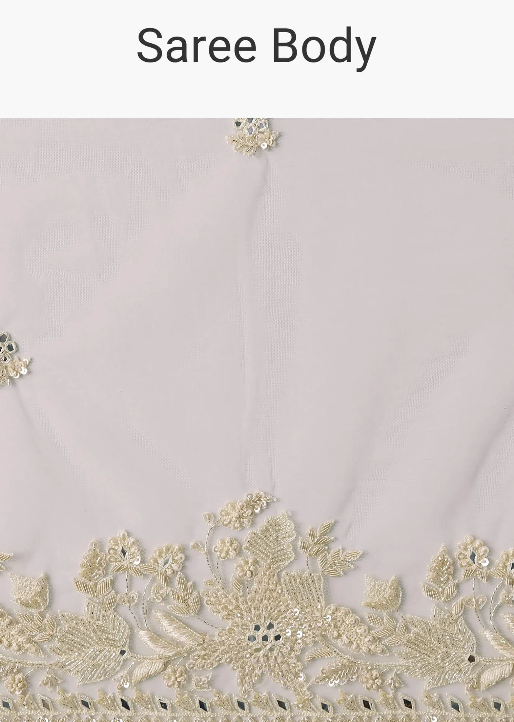 White Net Saree With All Over Heavy Embroidery