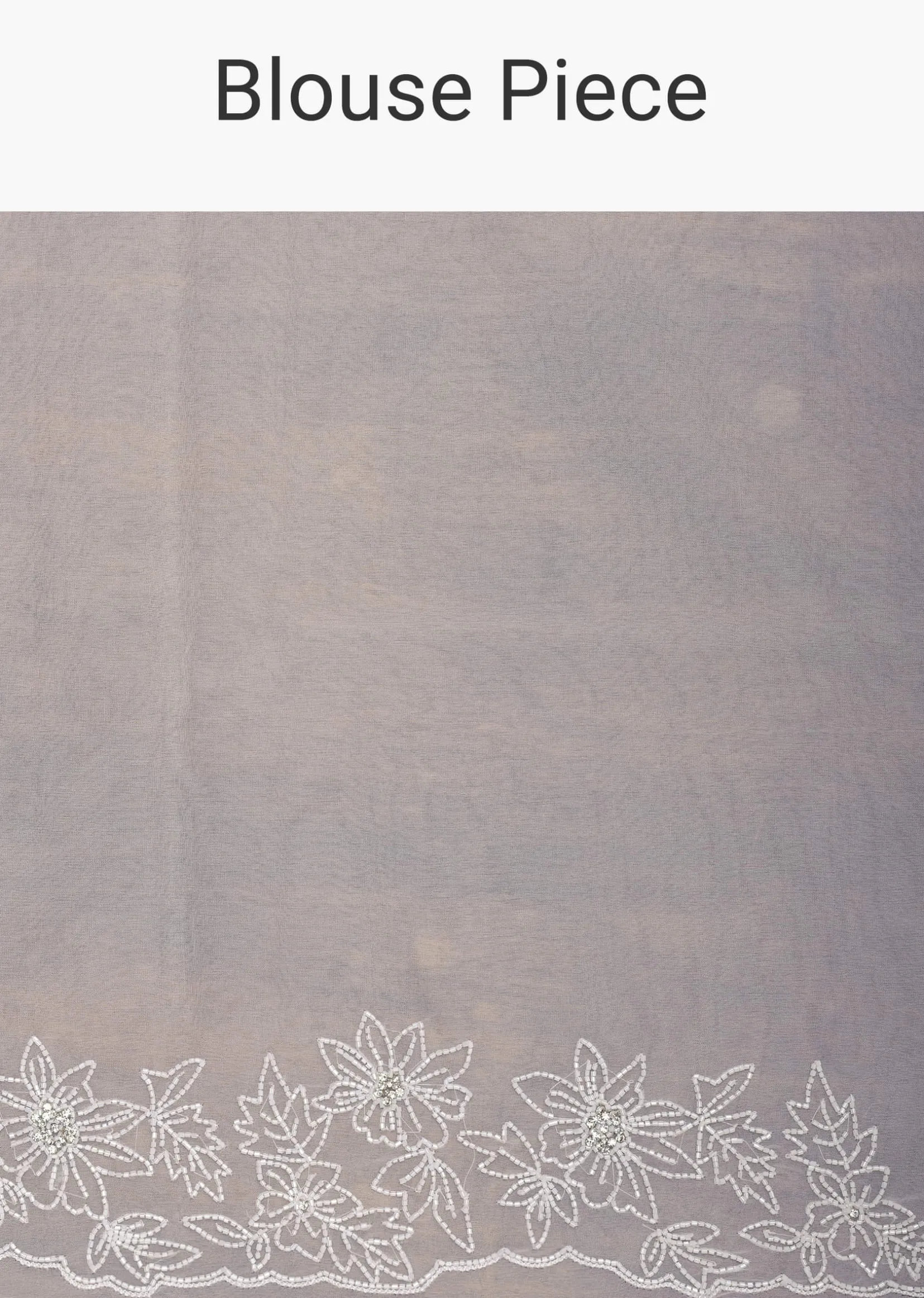 White Organza Saree With Cutdana Work And Unstitched Blouse Piece
