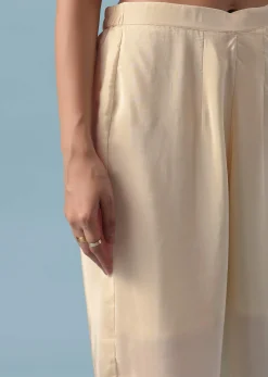 White Sequin Kaftan And Pant Set
