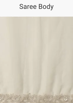 White Sheer Organza Saree With Scallop Cutwork And Unstitched Blouse Piece