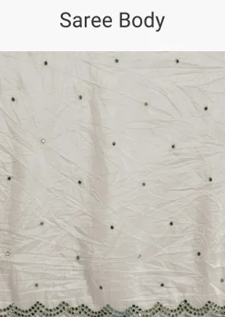 White Tissue Saree With Contrast Border