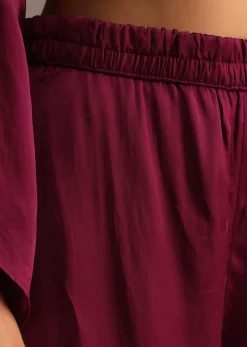 Wine Embroidered Kurta Palazzo Suit