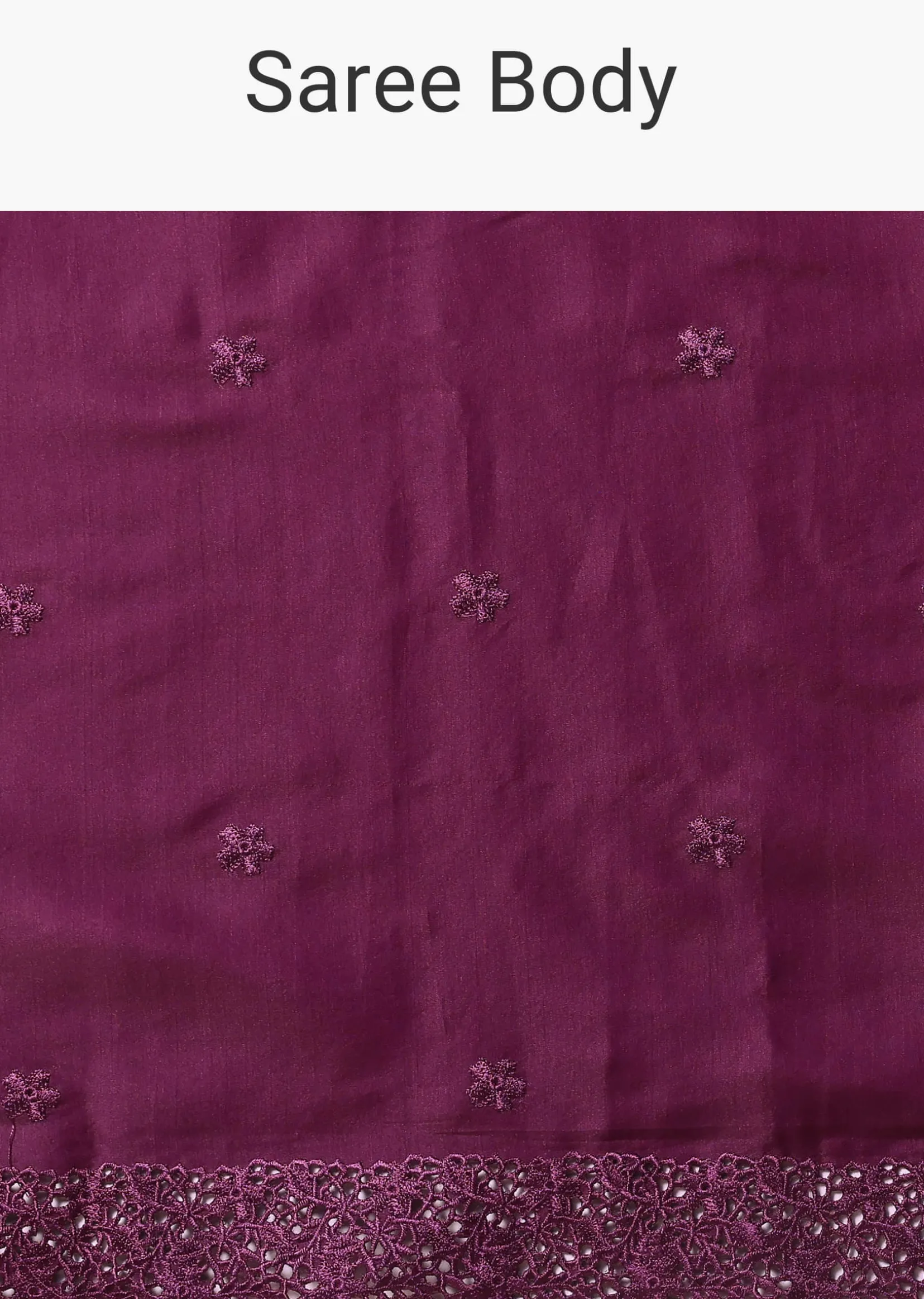 Wine Embroidered Tussar Saree With Unstitched Blouse