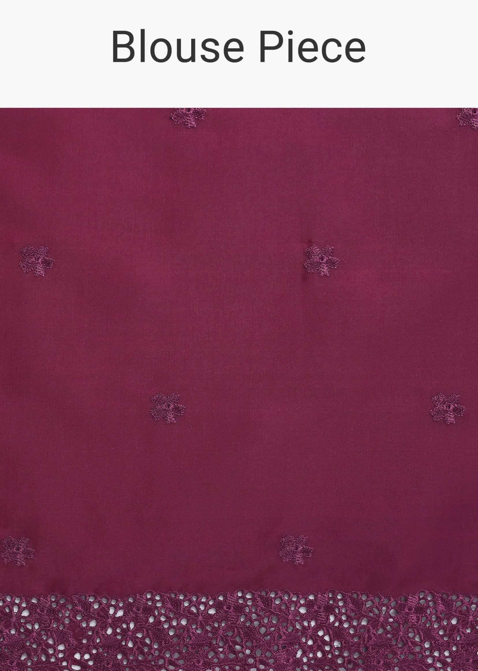 Wine Embroidered Tussar Saree With Unstitched Blouse