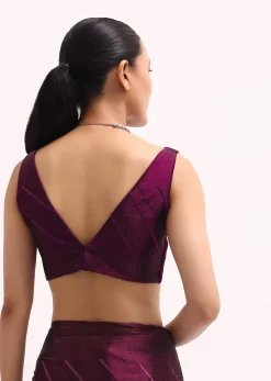 Wine Glass Tissue Saree In Swarovski With Unstitched Blouse